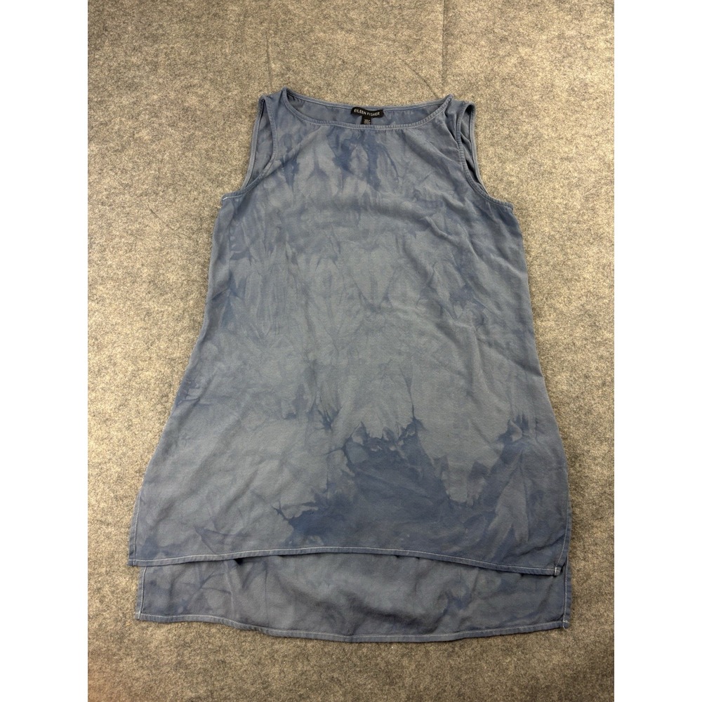 Eileen Fisher 100% Silk Shell Tunic Top Women's XXS EUC $218 DYED Artsy Boho